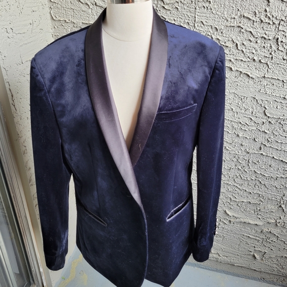 Vitarelli Other - Vitarelli Italy Blue Velvet Blazer Smoking Jacket